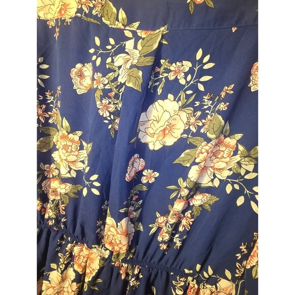 Rue 21 Size XL Blue Floral Tunic Top Shirt Blouse Zip Up Boho Vibes Womens - Picture 3 of 3